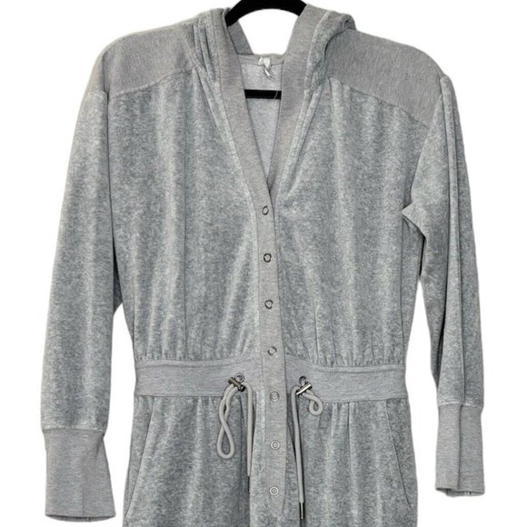 Daily Practice Anthropologie Lounge Jumpsuit (Size M) Grey Velour Wide Leg Ankle - Picture 3 of 8